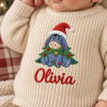 Custom Eeyore Christmas Embroidered Baby Sweater, Disney Winnie the Pooh Character Knit Jumper, Festive Holiday Pullover, Christmas Gift
