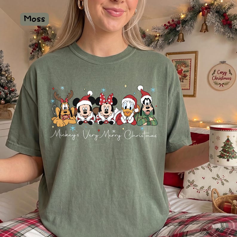 Mickey's Very Merry Christmas Shirt, Comfort Colors Unisex Tee, Mickey and Friends Holiday T-Shirt, Disney Family Christmas Gift
