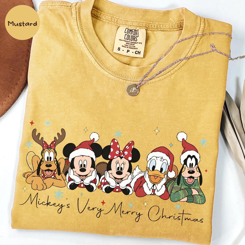 Mickey's Very Merry Christmas Shirt, Comfort Colors Unisex Tee, Mickey and Friends Holiday T-Shirt, Disney Family Christmas Gift