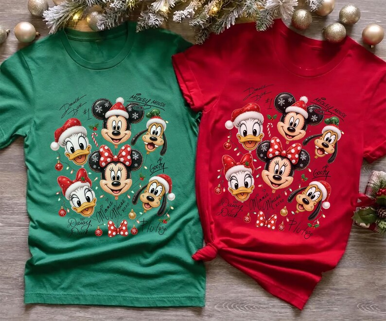 Mickey And Friends Christmas Shirt, Disney Mickey Balloons Holiday Tee, Minnie Donald Duck Daisy Goofy Pluto Xmas Tee, Matching Family Xmas