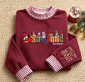 Disneyland Embroidered Gingham Sweatshirt, Mickey Minnie Donald Daisy Duck Goofy Pluto Main Street Disney Crewneck, Disney Friends Outfit