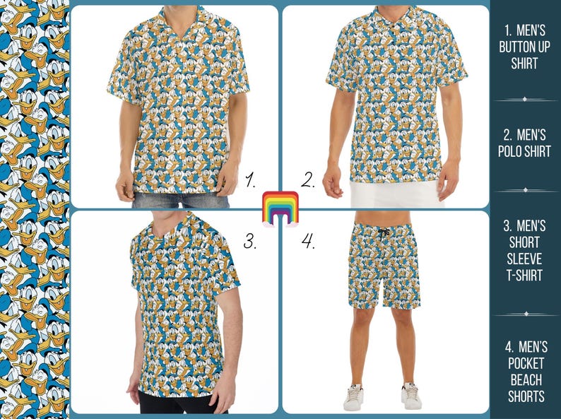 Many Faces of Donald Duck - Disney Inspired Men's Button product image 2