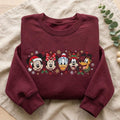 Mickey and Friends Christmas Embroidered Sweatshirt, Disney Holiday Crewneck, Minnie Donald Goofy Pluto Christmas Vacation Shirt
