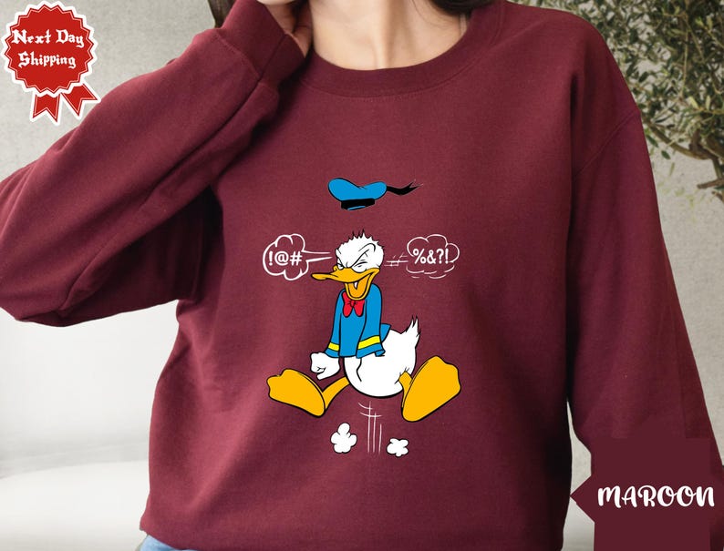 Angry Donald Duck Shirt, Donald Duck Swearing Graphic Tee VL16