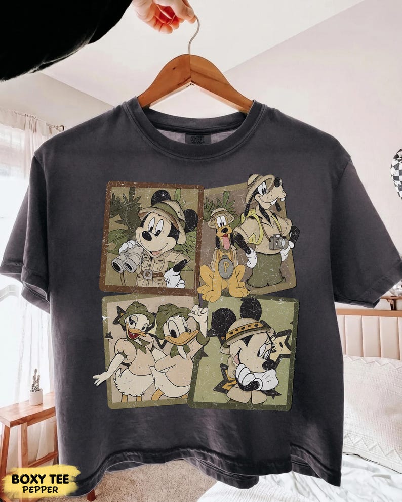 Disney Safari Shirt, Mickey Minnie Donald Daisy Goofy Pluto Tee, Animal Kingdom Vacation Shirt, Retro Disney Explorer T-Shirt