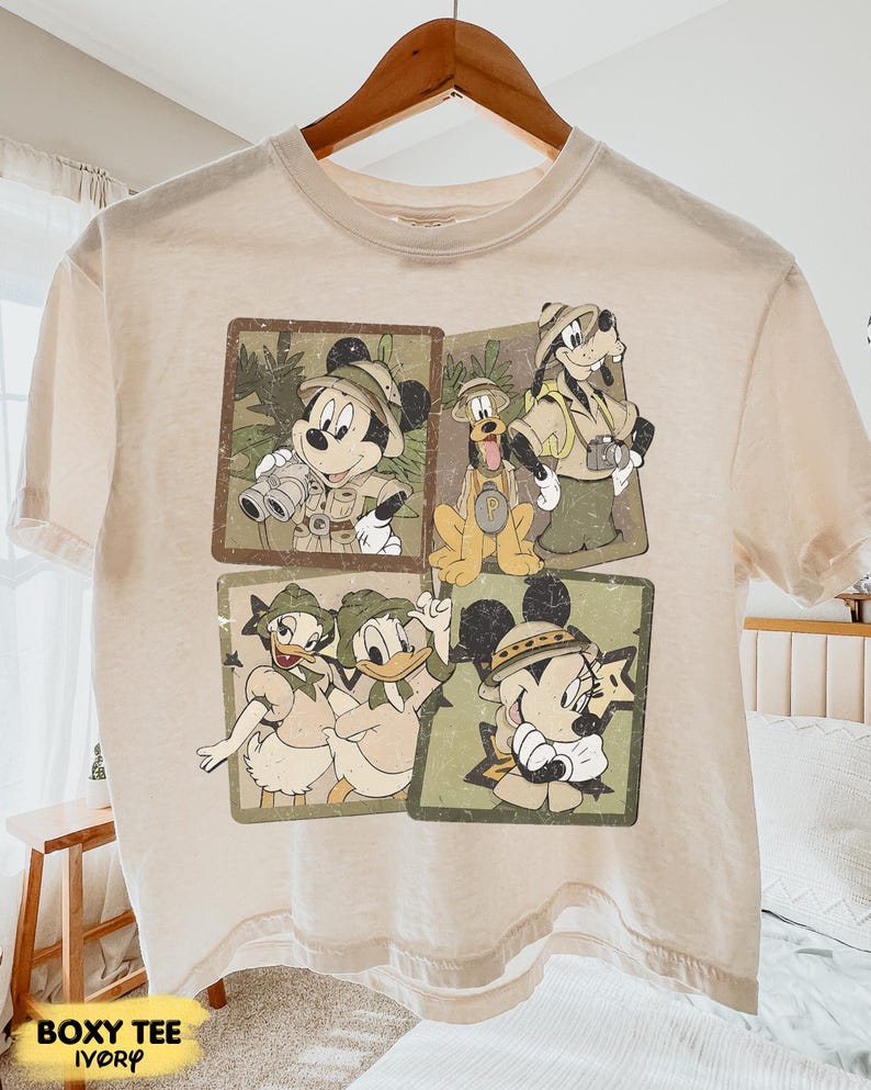 Disney Safari Shirt, Mickey Minnie Donald Daisy Goofy Pluto Tee, Animal Kingdom Vacation Shirt, Retro Disney Explorer T-Shirt