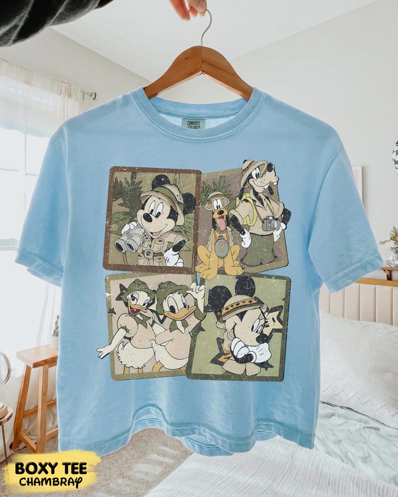 Disney Safari Shirt, Mickey Minnie Donald Daisy Goofy Pluto Tee, Animal Kingdom Vacation Shirt, Retro Disney Explorer T-Shirt