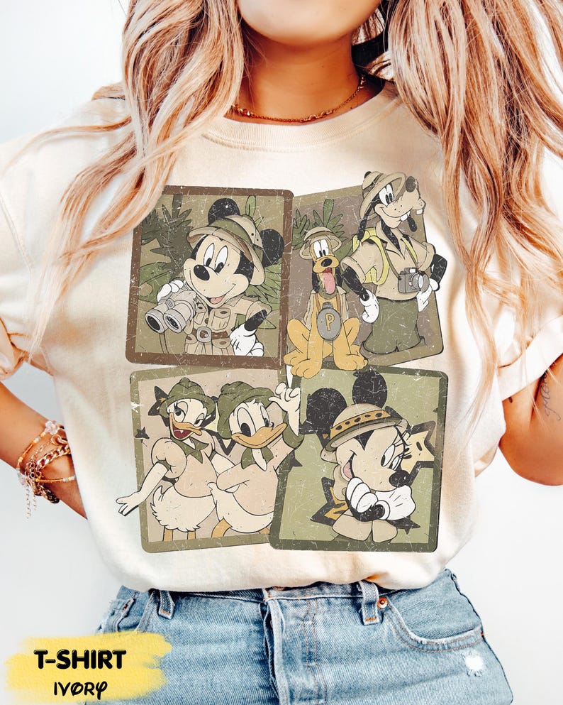 Disney Safari Shirt, Mickey Minnie Donald Daisy Goofy Pluto Tee, Animal Kingdom Vacation Shirt, Retro Disney Explorer T-Shirt