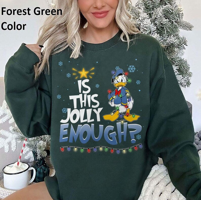 Retro Disney Donald Angry Duck Is This Jolly Enough Christmas Lights Tee, Santa Donald Duck Christmas Shirt, Disneyland Christmas Trip Shirt