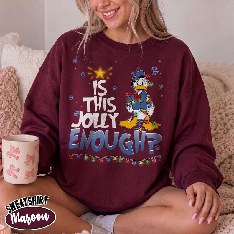 Retro Disney Donald Angry Duck Is This Jolly Enough Christmas Lights Tee, Santa Donald Duck Christmas Shirt, Disneyland Christmas Trip Shirt