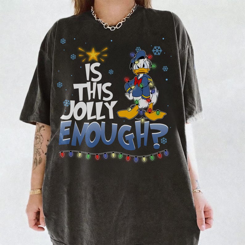 Retro Disney Donald Angry Duck Is This Jolly Enough Christmas Lights Tee, Santa Donald Duck Christmas Shirt, Disneyland Christmas Trip Shirt
