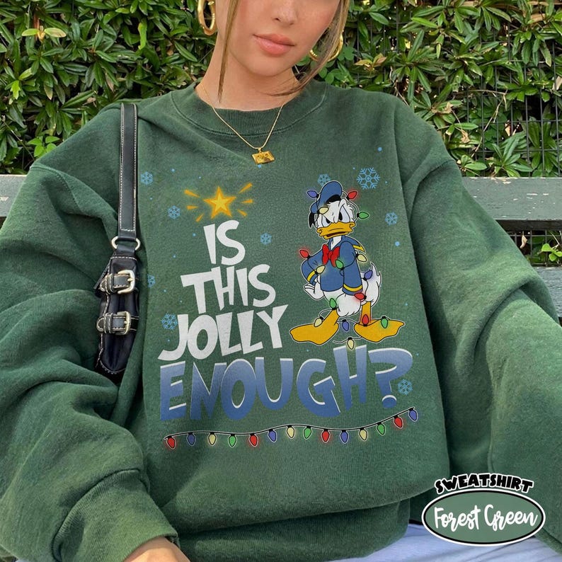 Retro Disney Donald Angry Duck Is This Jolly Enough Christmas Lights Tee, Santa Donald Duck Christmas Shirt, Disneyland Christmas Trip Shirt