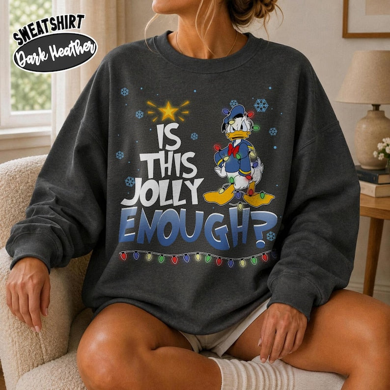 Retro Disney Donald Angry Duck Is This Jolly Enough Christmas Lights Tee, Santa Donald Duck Christmas Shirt, Disneyland Christmas Trip Shirt
