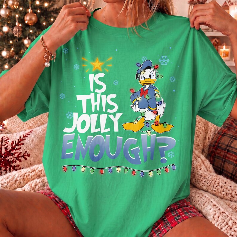 Retro Disney Donald Angry Duck Is This Jolly Enough Christmas Lights Tee, Santa Donald Duck Christmas Shirt, Disneyland Christmas Trip Shirt