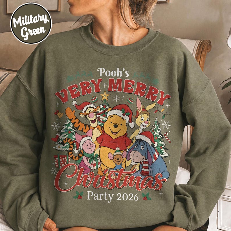 Pooh Christmas Tee, Winnie the Pooh Very Merry Christmas Party 2026 Tee, Disney Family Matching Holiday Shirt, Comfort Colors Christmas Gift