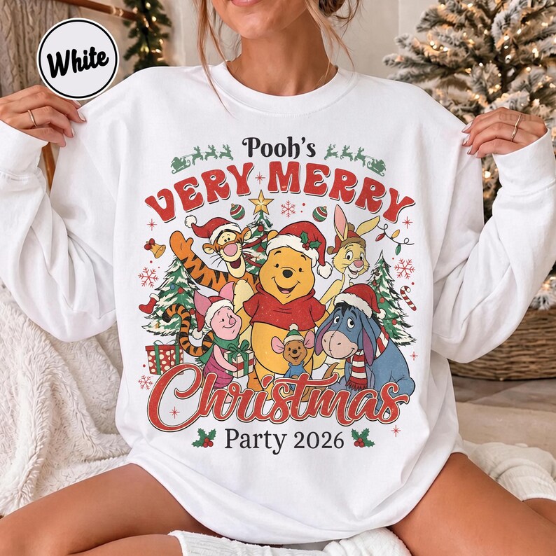 Pooh Christmas Tee, Winnie the Pooh Very Merry Christmas Party 2026 Tee, Disney Family Matching Holiday Shirt, Comfort Colors Christmas Gift