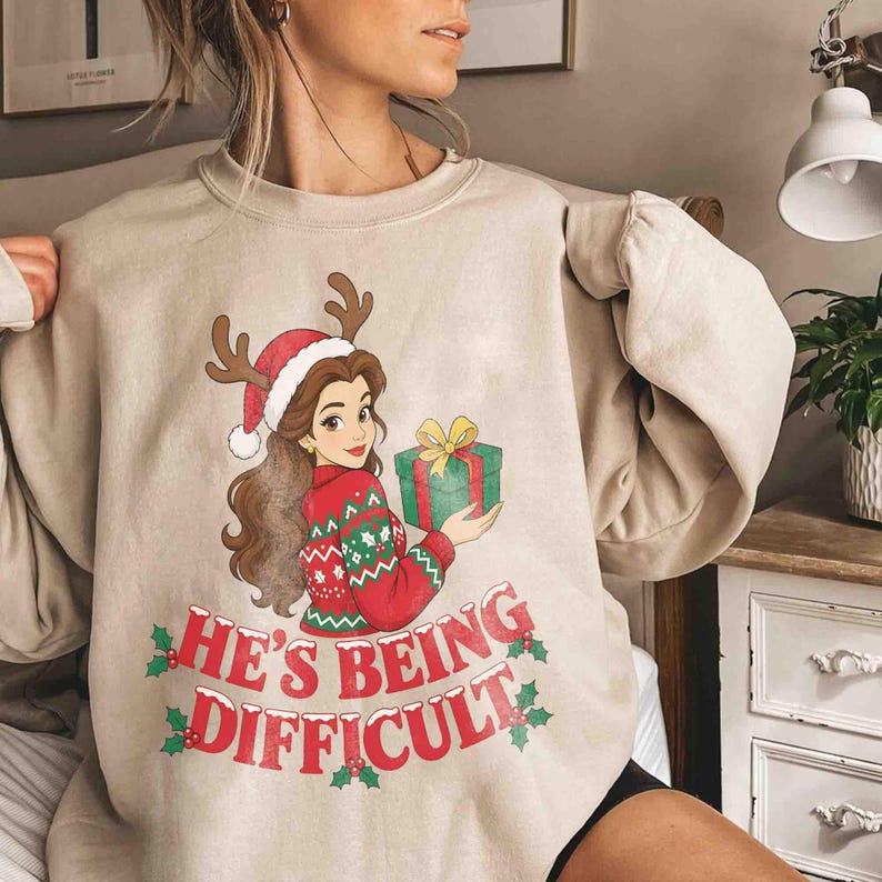 Funny Beauty And The Beast Christmas Shirt, Xmas Gift For Boyfriend, Disneyland Couple Shirt, Belle Princess, Disney Husband Xmas Tee 2026