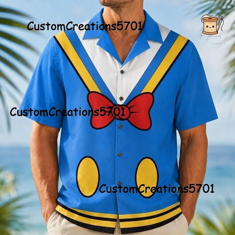 Donald Duck Costume Hawaiian Shirt, Mouse And Friend Halloweencosplay Button Up, Halloween Family Matching Shirt, Donald Duck Character 51