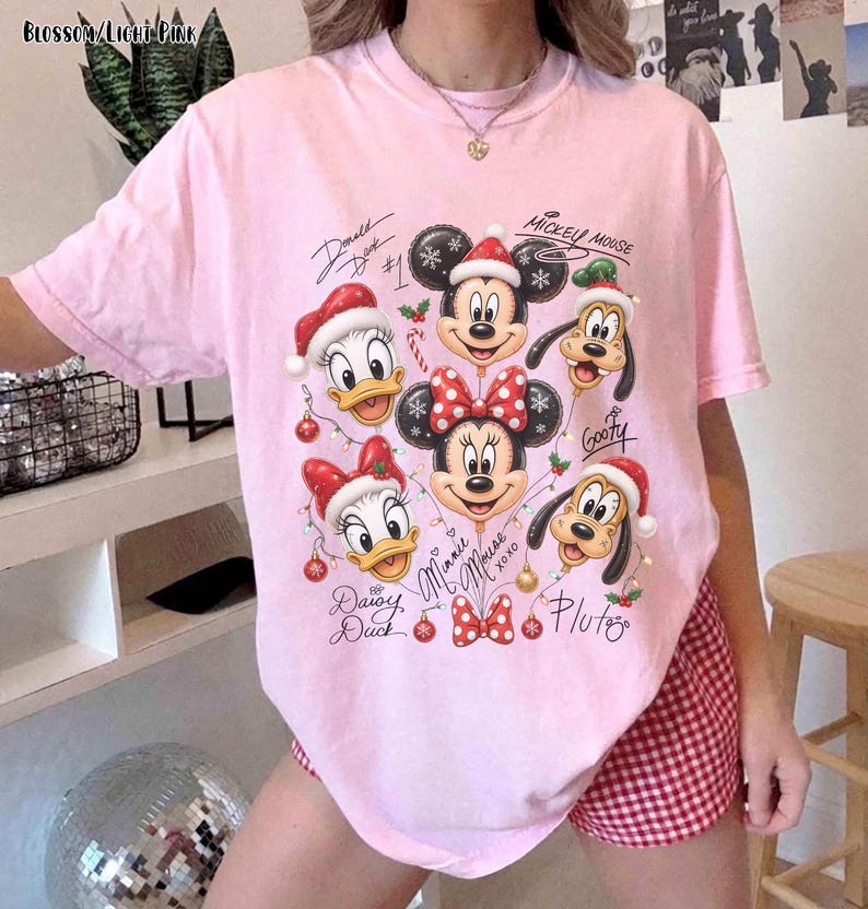 Mickey And Friends Christmas Shirt, Disney Mickey Balloons Holiday Tee, Minnie Donald Duck Daisy Goofy Pluto Xmas Tee, Matching Family Xmas