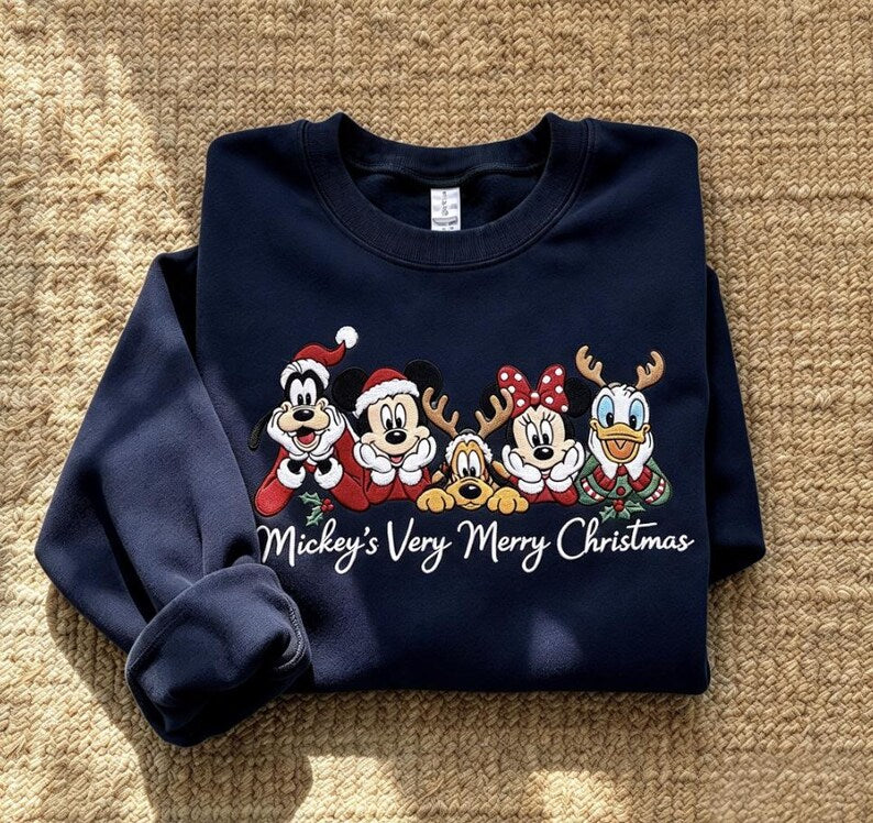 Disney Mickey's Very Merry Christmas Sweatshirt, Mickey Mouse Minnie Goofy Donald Duck Pluto Holiday Crewneck, Disney Friends Christmas Gift