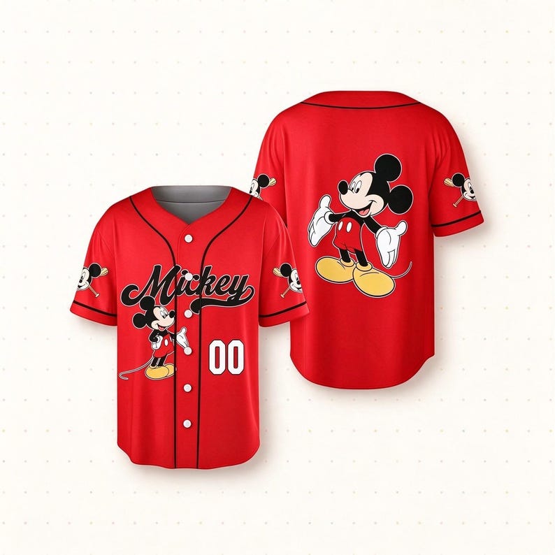 Custom Disney Mickey And Friends Baseball Jersey, Personalized Name Number Jersey, Disney Trip Matching Shirt, Custom Cartoon Jersey Gift