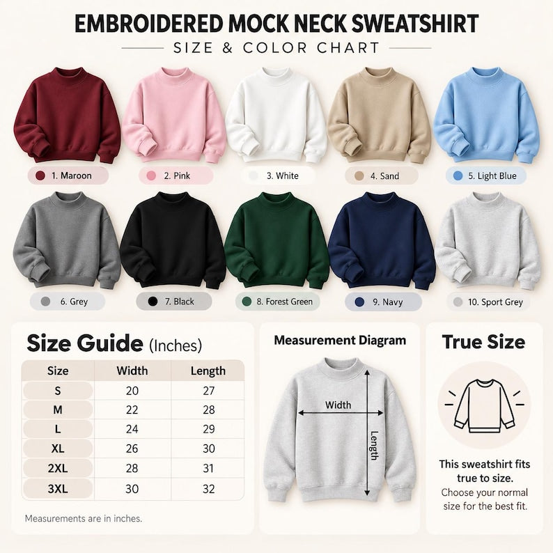 Christmas Character Embroidered Mock Neck Sweatshirt, Festive Holiday Friends Pullover, Cute Christmas Crewneck, Holiday Gift
