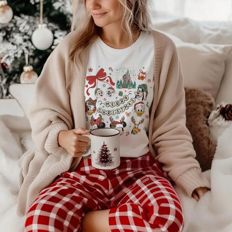 Mickey And Friends Christmas Shirt, Disney Mickey Balloons Holiday Tee, Minnie Donald Duck Daisy Goofy Pluto Xmas Tee, Matching Family Xmas