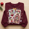 Mickey Minnie Christmas Embroidered Sweatshirt, Disney Holiday Postage Stamp Crewneck, Goofy Donald Duck Christmas Sweater