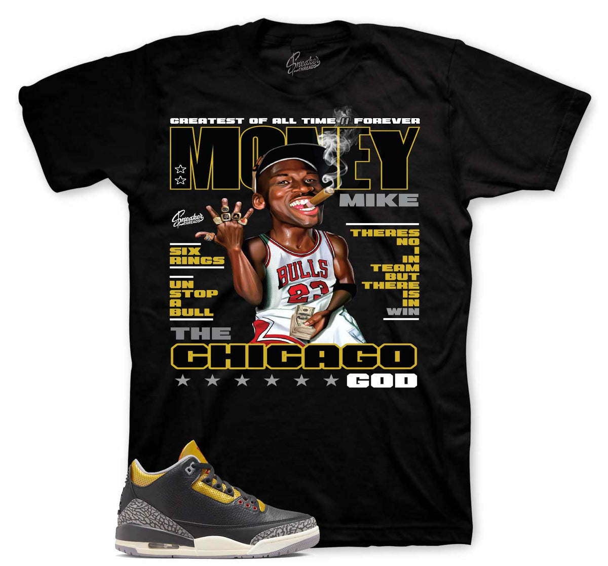 Retro 3 Cement Gold Money Mike Shirt